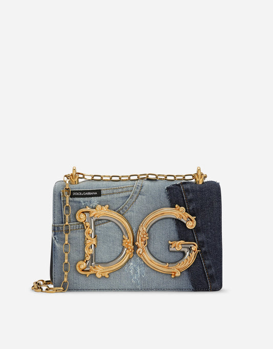 DG Girls bag in patchwork denim and plain calfskin