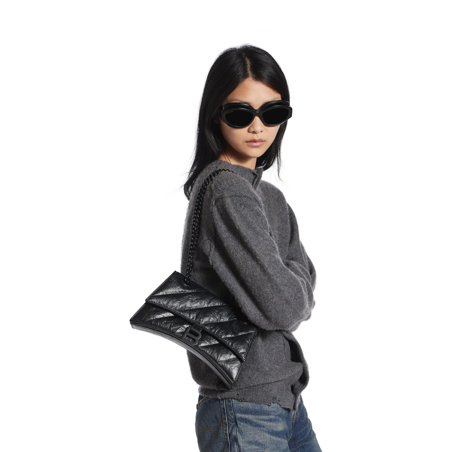 CRUSH SMALL CHAIN BAG QUILTED IN BLACK