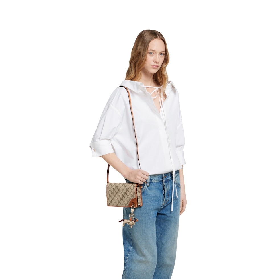 GG EMBLEM WALLET WITH LEATHER STRAP