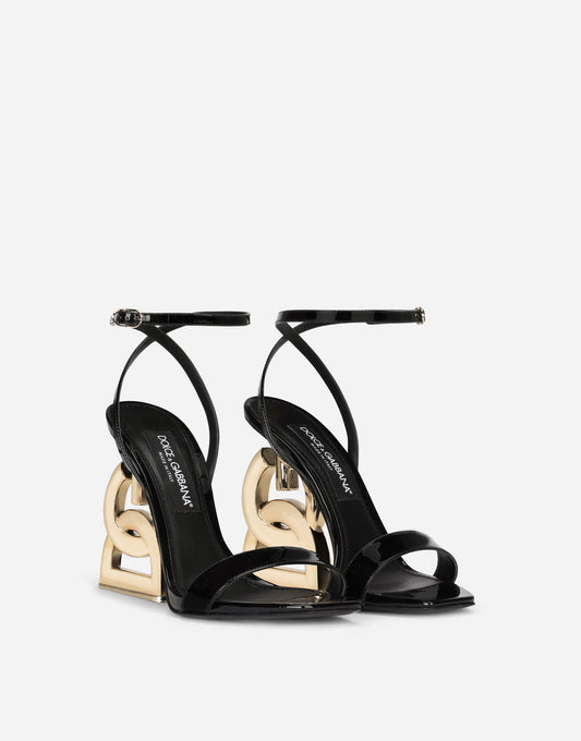 Patent leather sandals with 3.5 heel