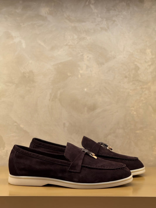 Loro Piana Summer Charms Walk Loafer Suede, Chocolate