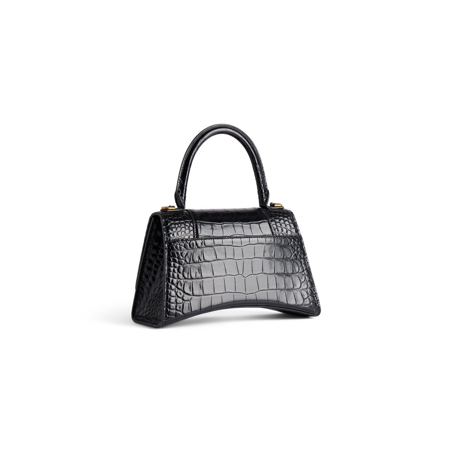 HOURGLASS SMALL HANDBAG CROCODILE EMBOSSED IN BLACK