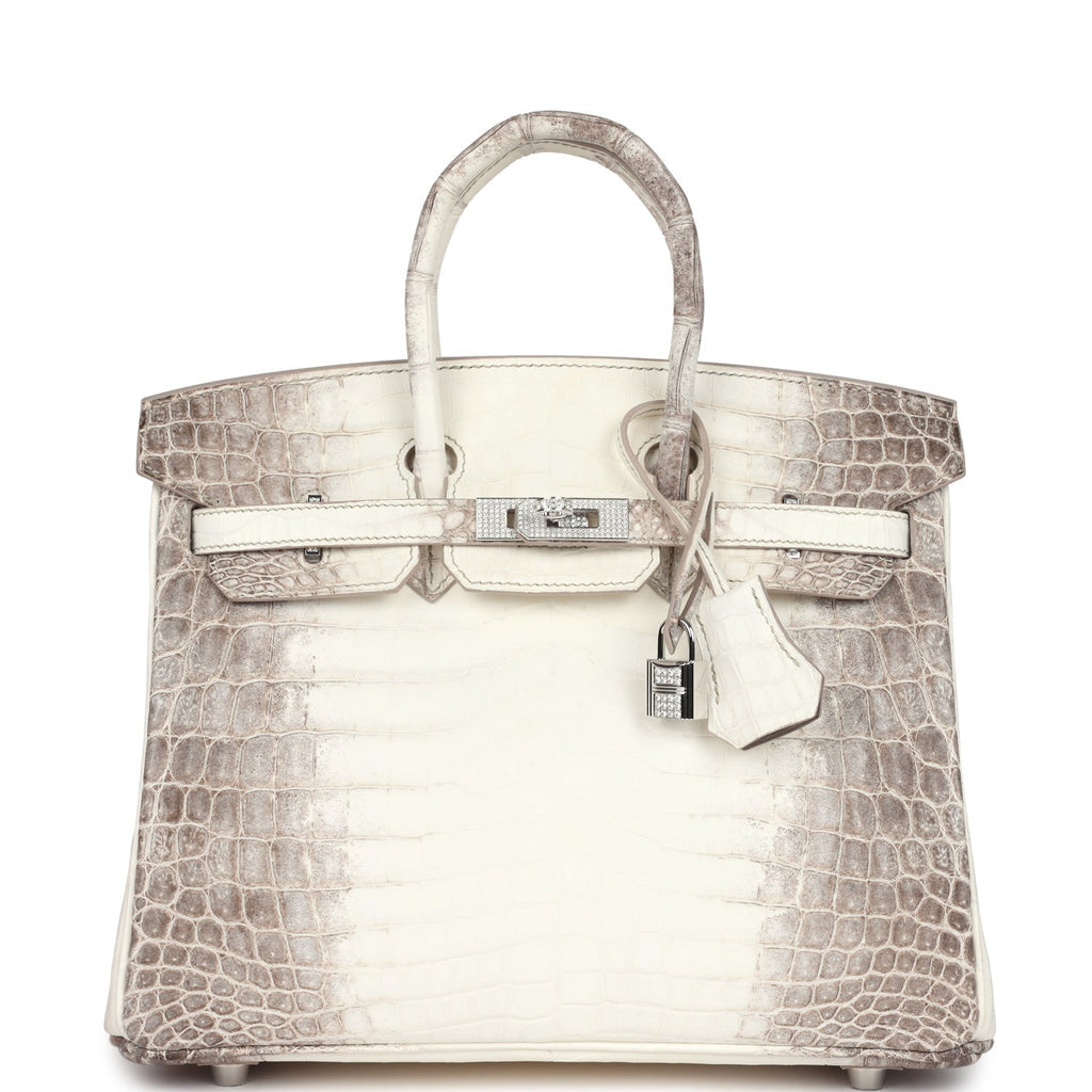 Hermès Birkin 25 Himalaya Niloticus Crocodile Diamond Encrusted Silver Hardware