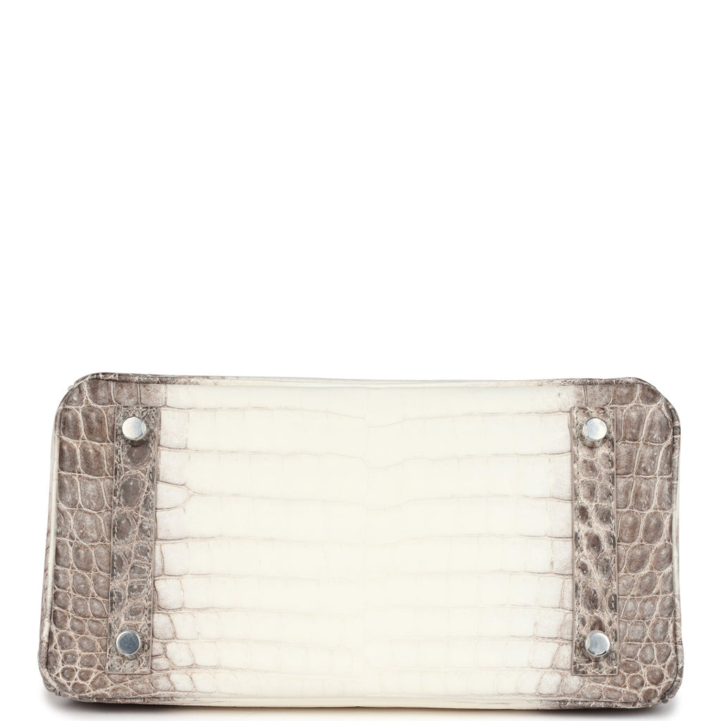 Hermès Birkin 25 Himalaya Niloticus Crocodile Diamond Encrusted Silver Hardware