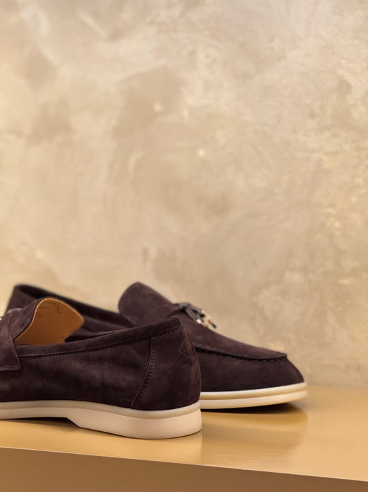 Loro Piana Summer Charms Walk Loafer Suede, Chocolate