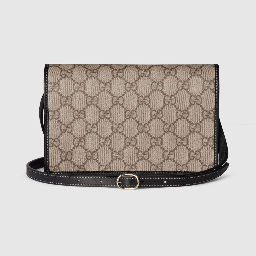 GG EMBLEM WALLET WITH LEATHER STRAP