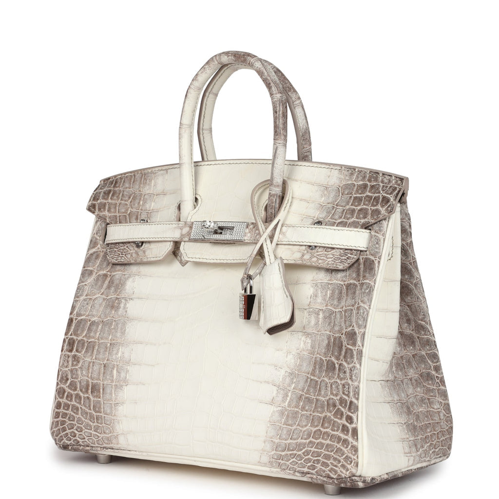 Hermès Birkin 25 Himalaya Niloticus Crocodile Diamond Encrusted Silver Hardware