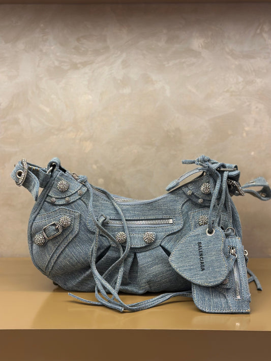 LE CAGOLE XS SHOULDER BAG DENIM IN BLUE