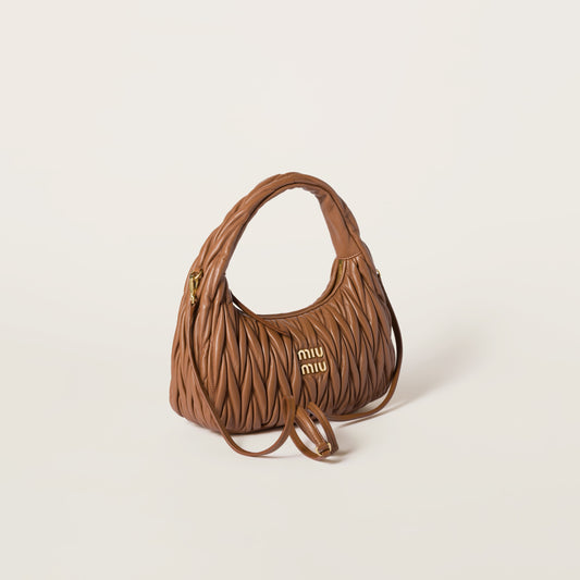 Wander matelassé nappa leather hobo bag