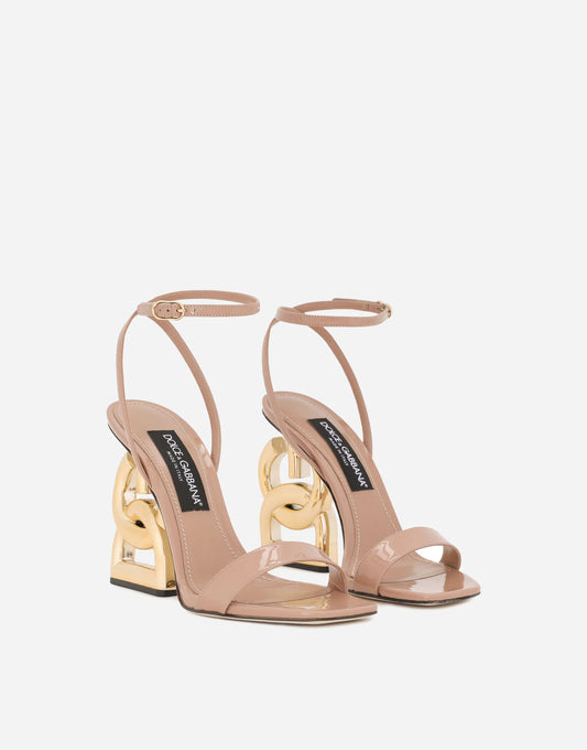 Patent leather sandals with 3.5 heel
