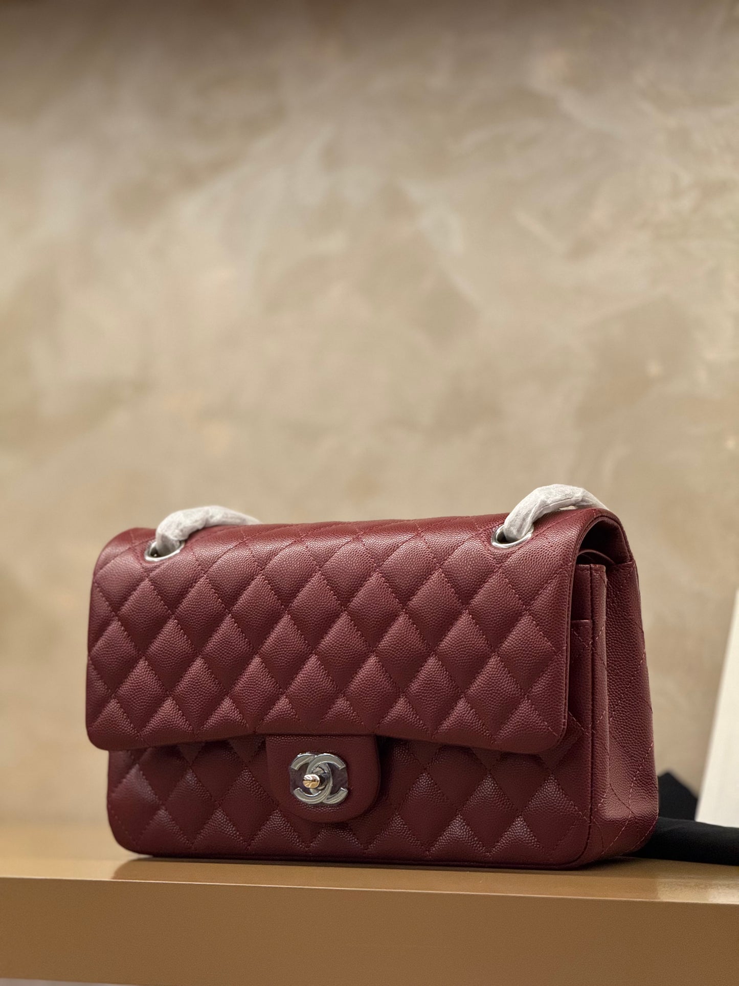 Chanel Classic Double Flap Medium Caviar Burgundy Wine Red