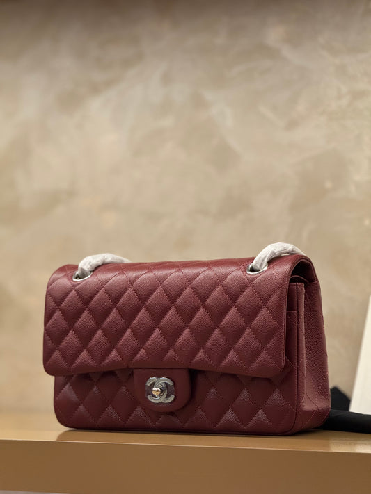 Chanel Classic Double Flap Medium Caviar Burgundy Wine Red