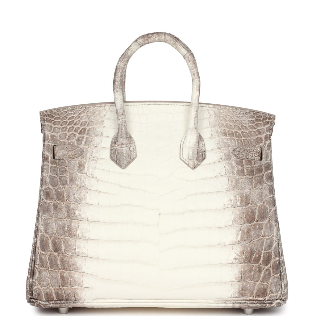 Hermès Birkin 25 Himalaya Niloticus Crocodile Diamond Encrusted Silver Hardware