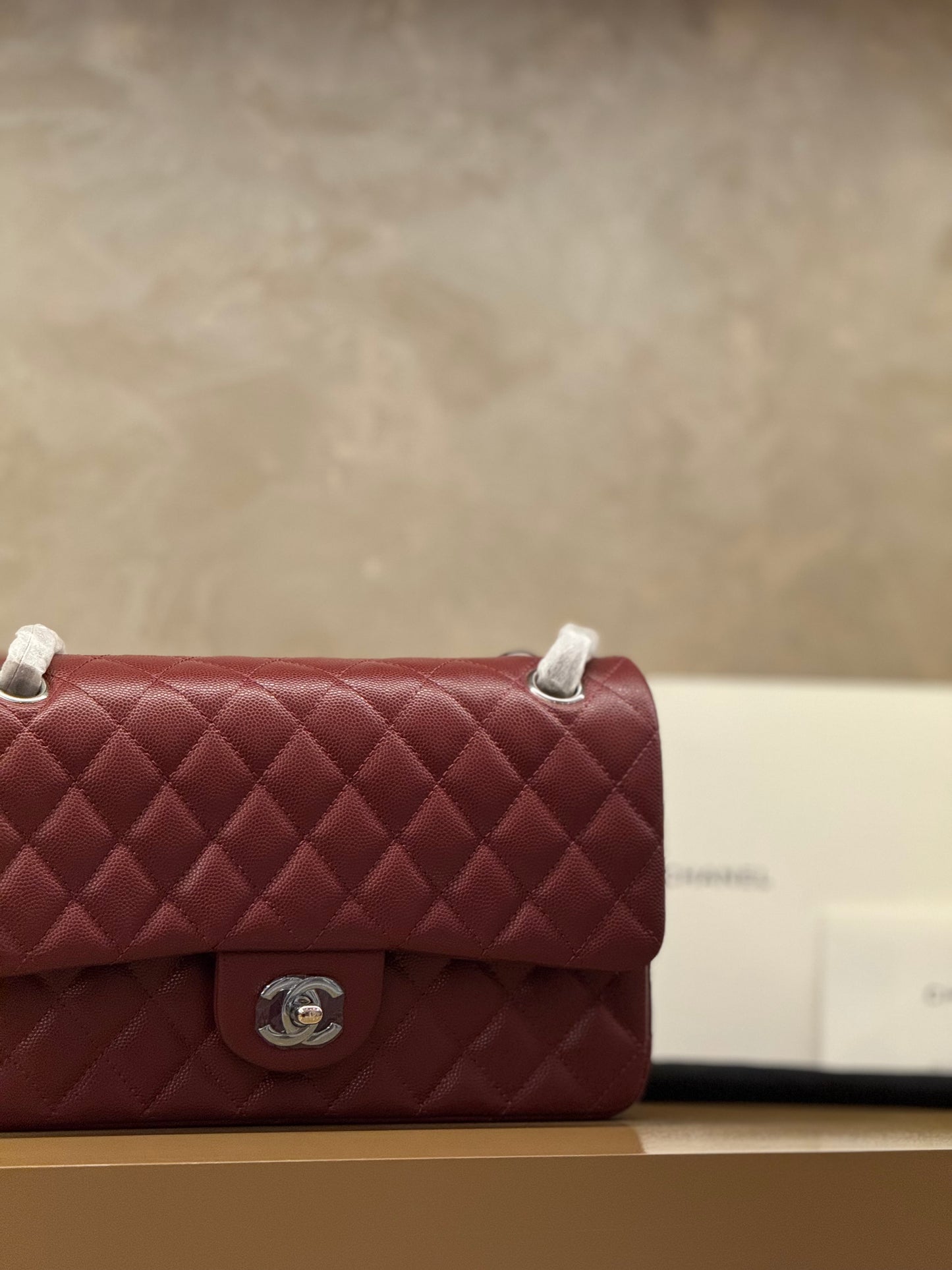 Chanel Classic Double Flap Medium Caviar Burgundy Wine Red