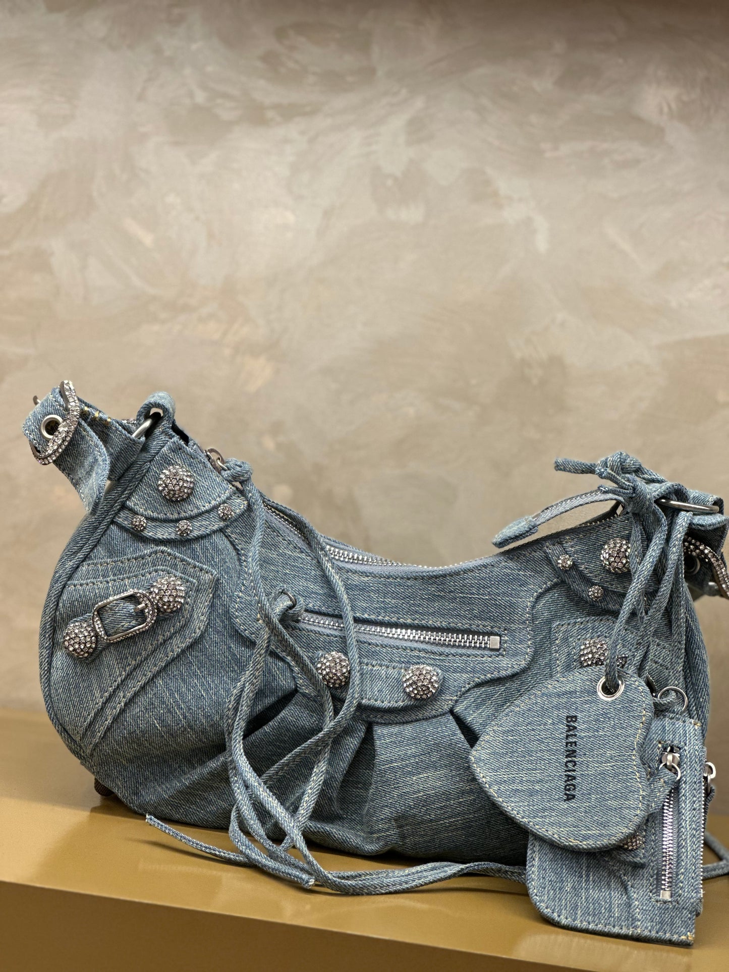 LE CAGOLE XS SHOULDER BAG DENIM IN BLUE