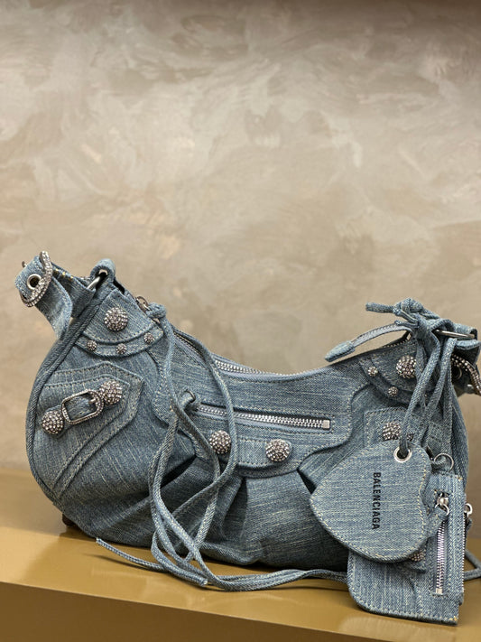 LE CAGOLE XS SHOULDER BAG DENIM IN BLUE