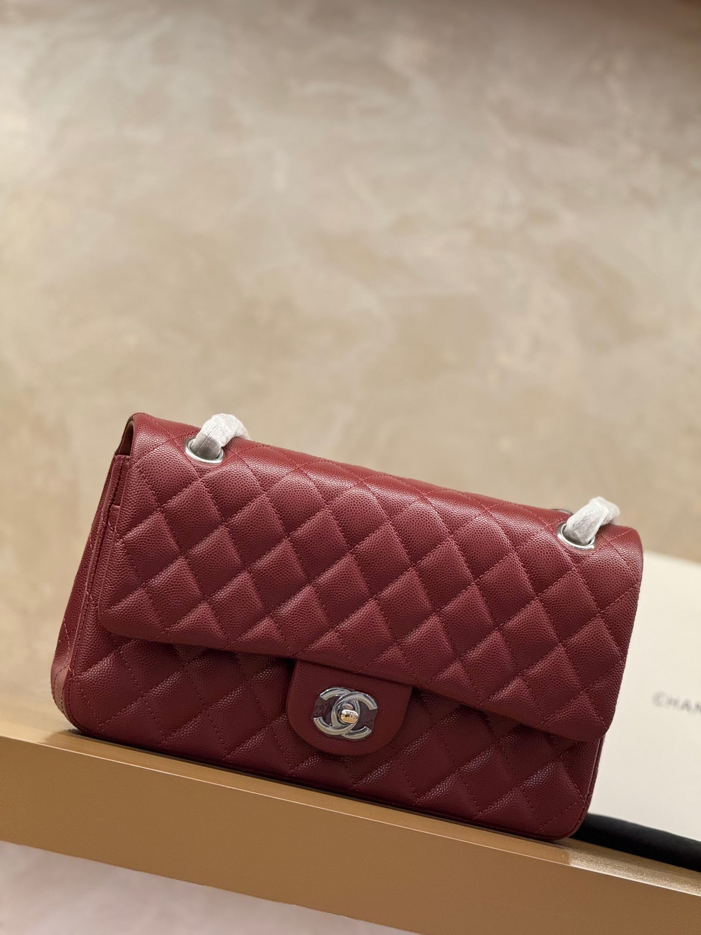 Chanel Classic Double Flap Medium Caviar Burgundy Wine Red