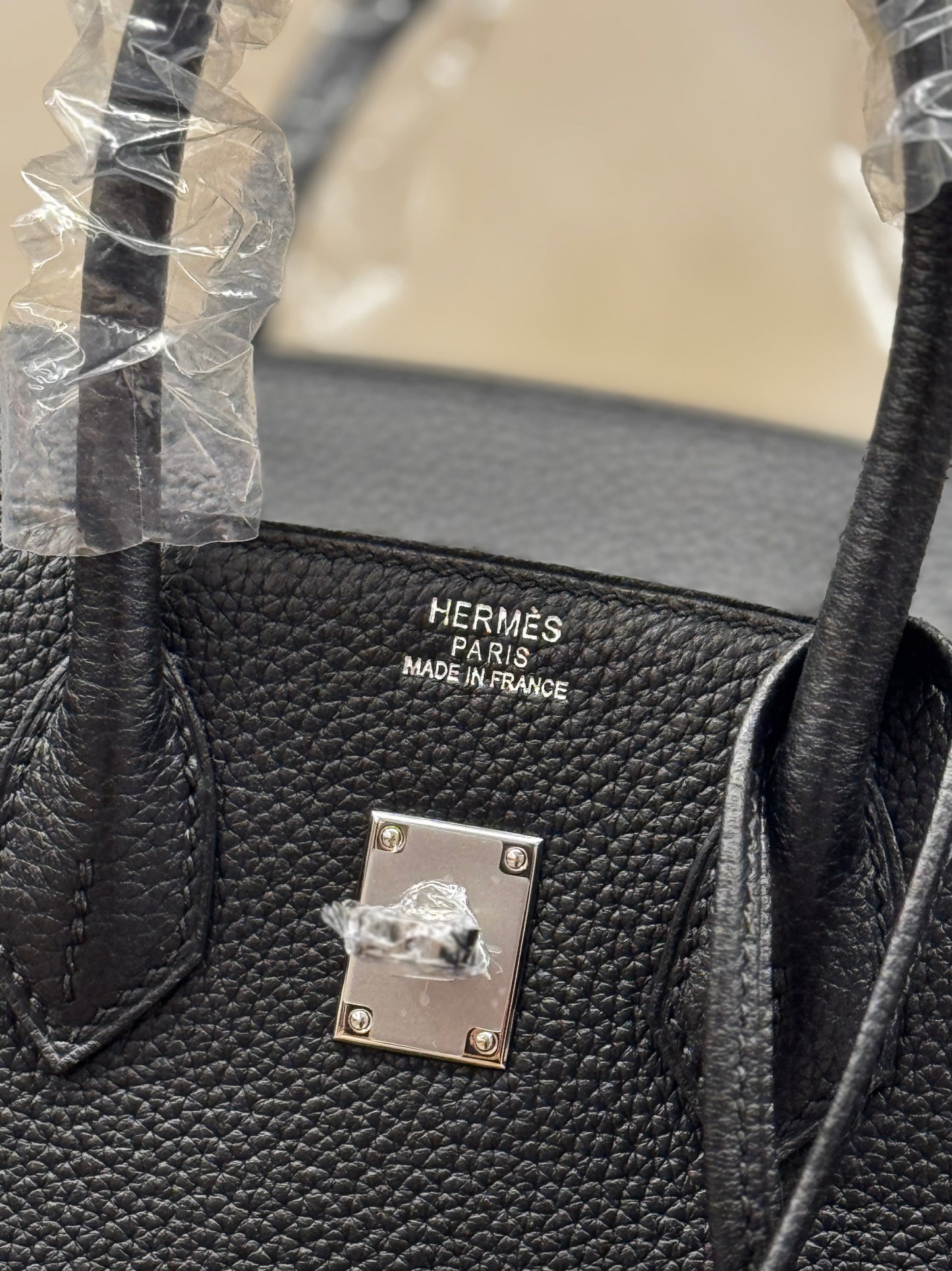 Hermès Birkin 25 black togo leather silver hardware half handmade