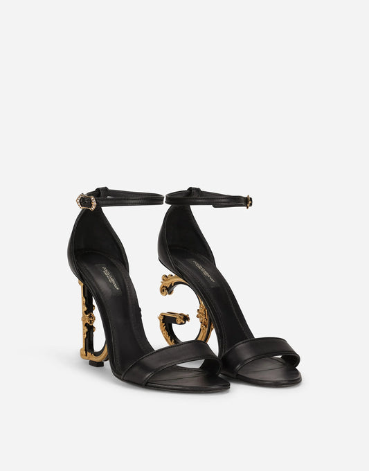 Nappa leather sandals with baroque DG detail