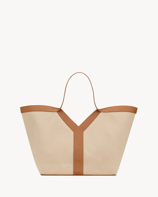 Y TOTE IN CANVAS AND LEATHER