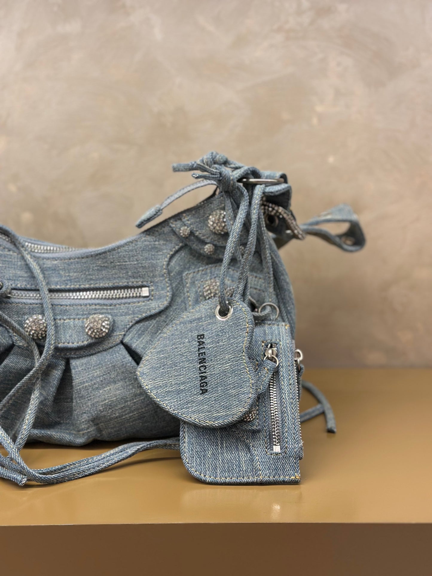 LE CAGOLE XS SHOULDER BAG DENIM IN BLUE