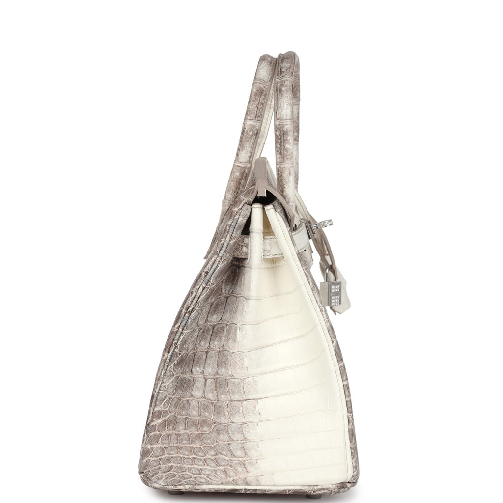 Hermès Birkin 25 Himalaya Niloticus Crocodile Diamond Encrusted Silver Hardware