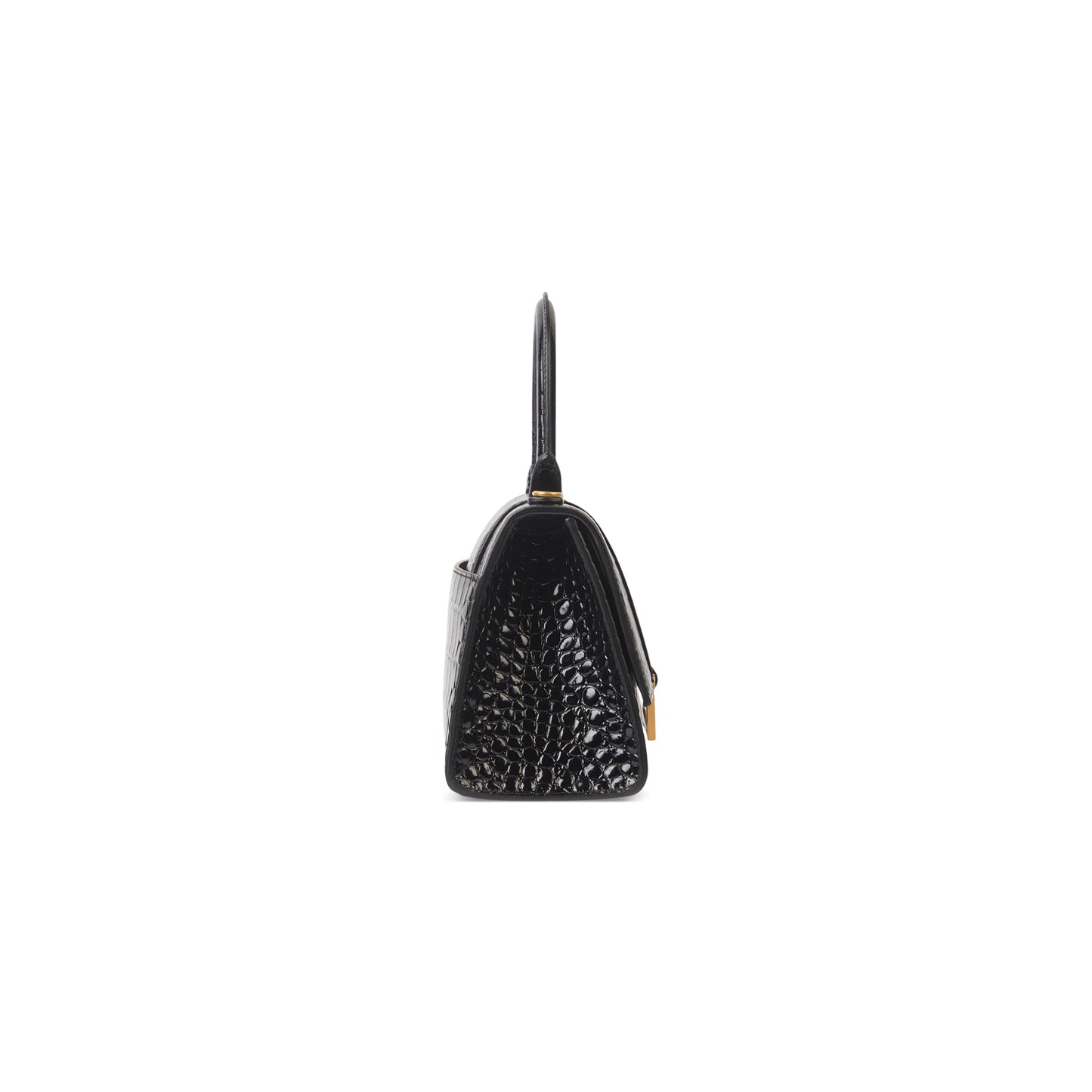 HOURGLASS SMALL HANDBAG CROCODILE EMBOSSED IN BLACK