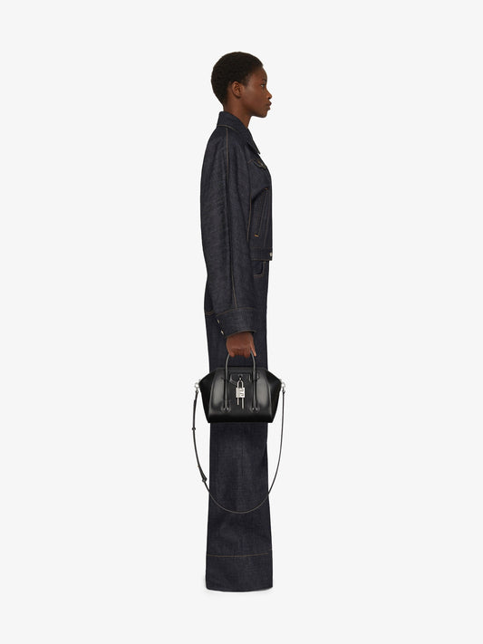 Mini Antigona Lock bag in Box leather